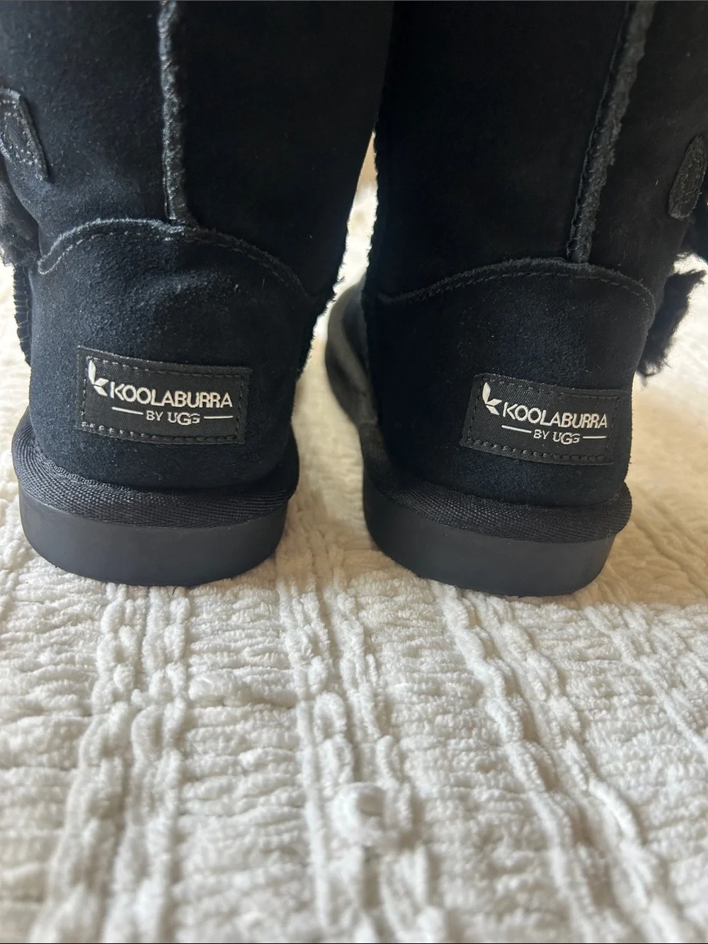 Koolaburra Black Bow-Accent Shearling Mid-Calf Boots